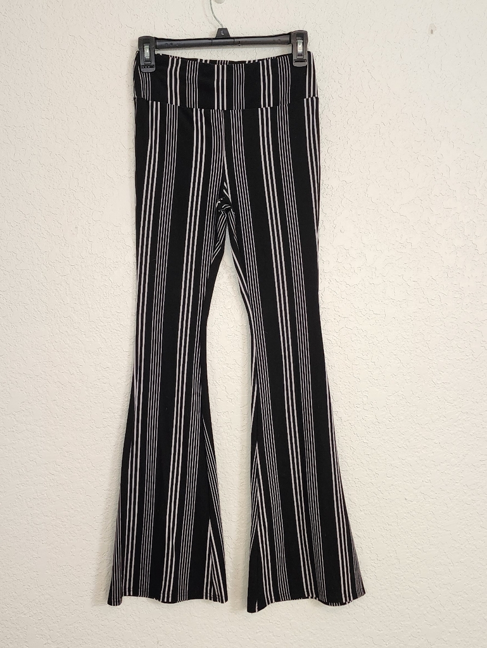 High-Waist Striped Flare Pants Stretchy Size S No Boundaries Festival Retro Boho